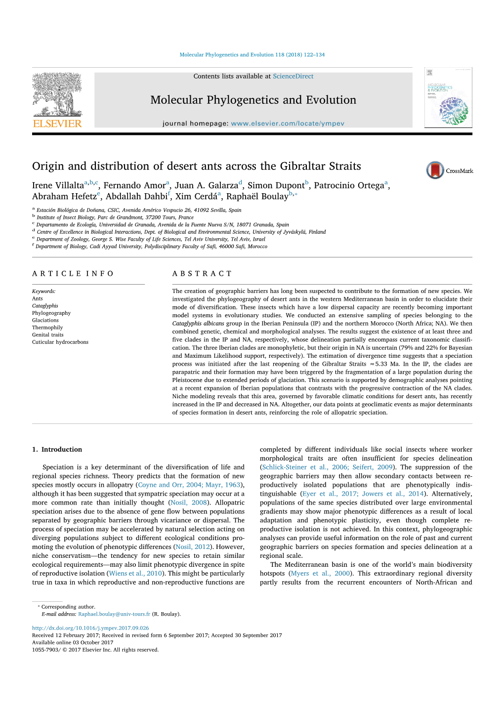 Molecular Phylogenetics and Evolution Origin and Distribution Of