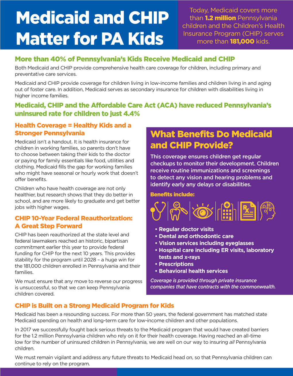 Medicaid and CHIP Matter for PA Kids