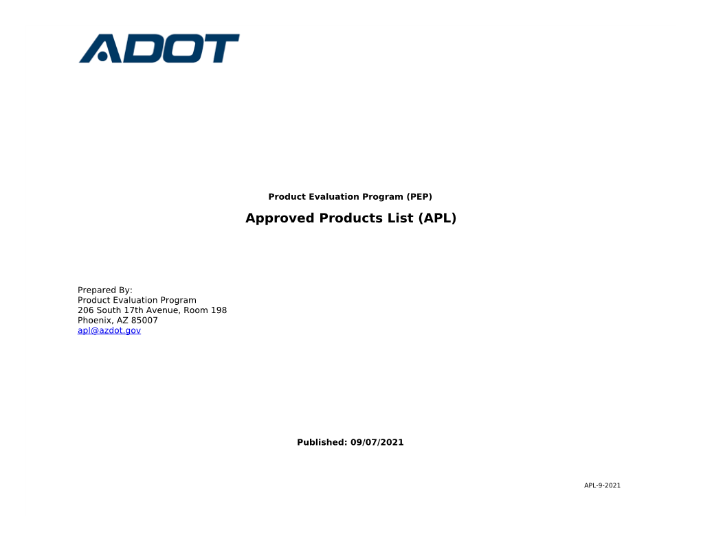 Approved Products List (APL)
