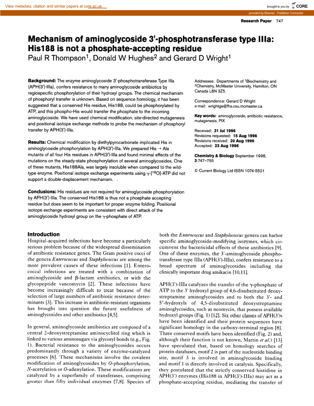 Mechanism of Aminoglycoside 3'-Phosphotransferase Type