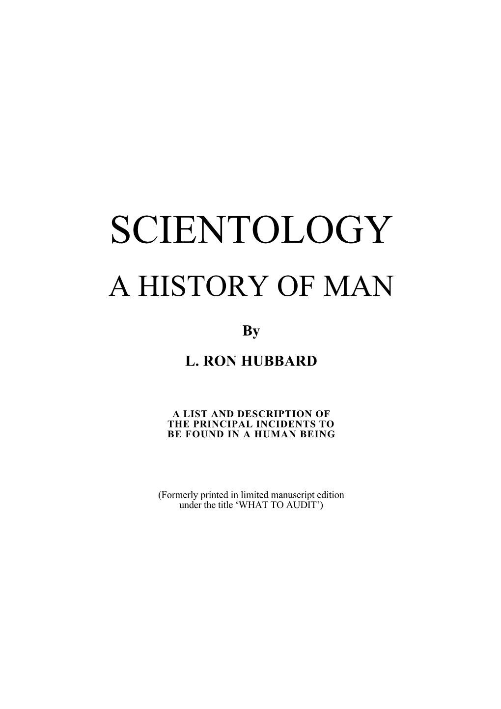 Scientology a History of Man