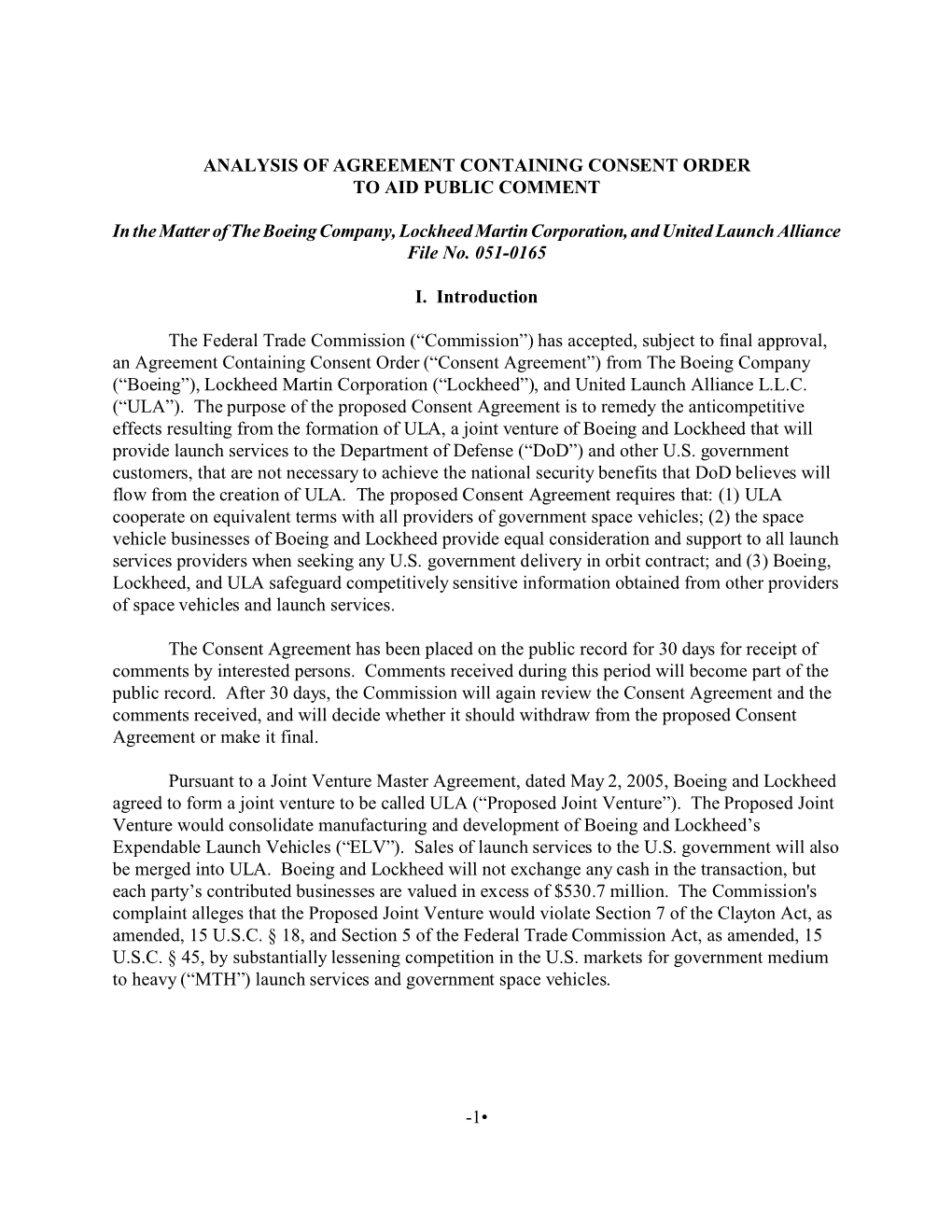 Analysis of Agreement Containing Consent Order to Aid Public Comment