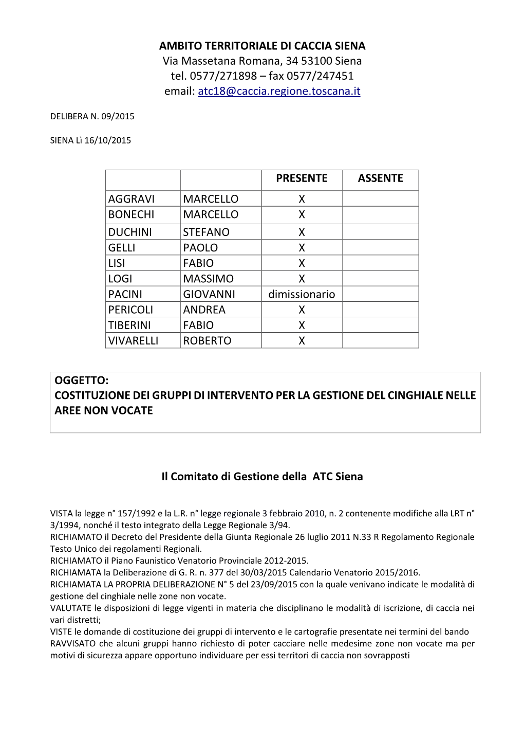 ATC Siena Delibera