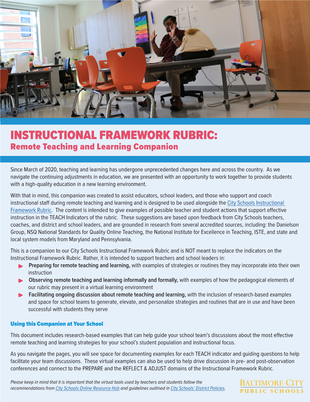 Instructional Framework Rubric: Remote Teaching & Learning Companion Updated: 11/23/20 TEACH 1