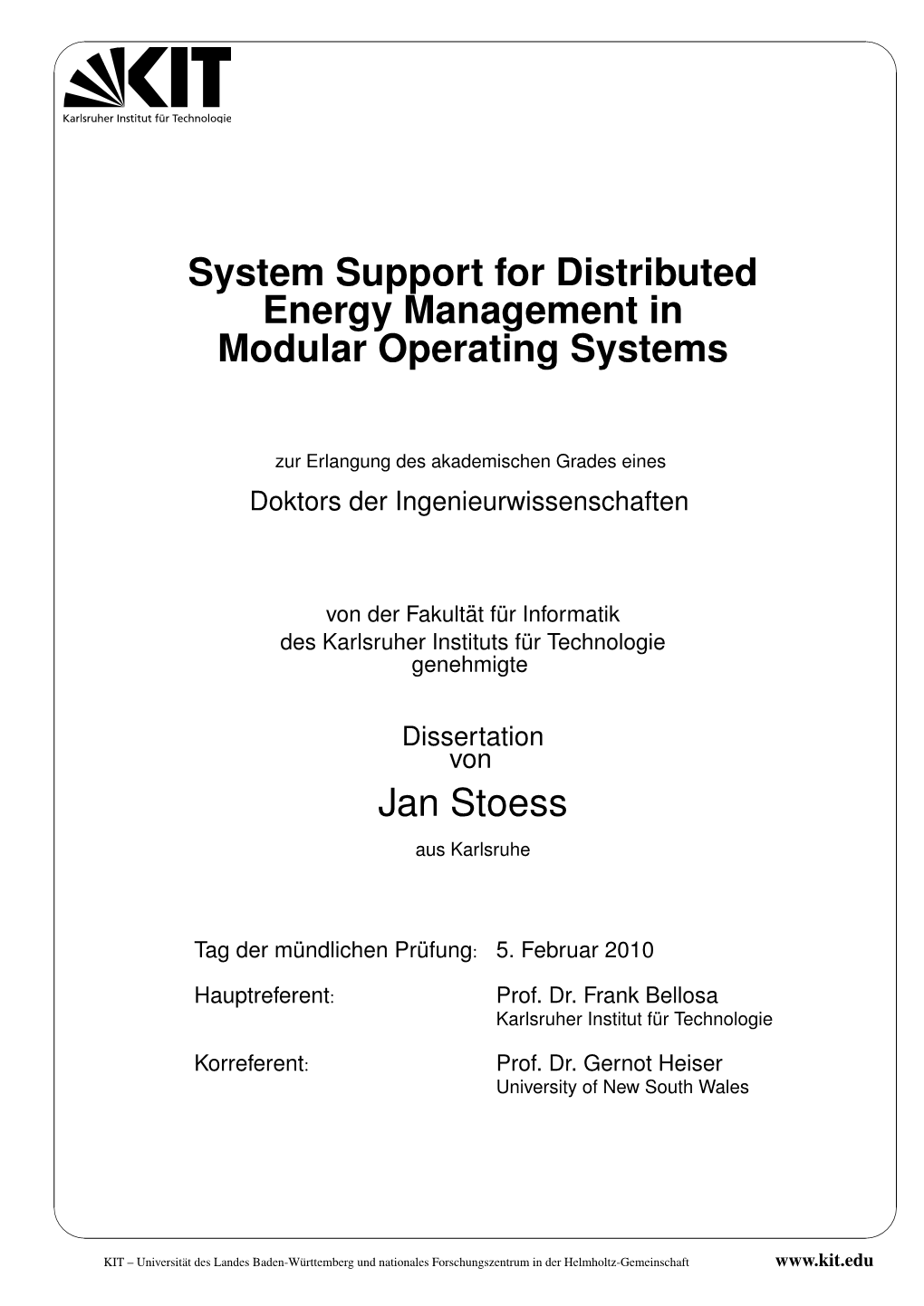 System Support for Distributed Energy Management in Modular Operating Systems