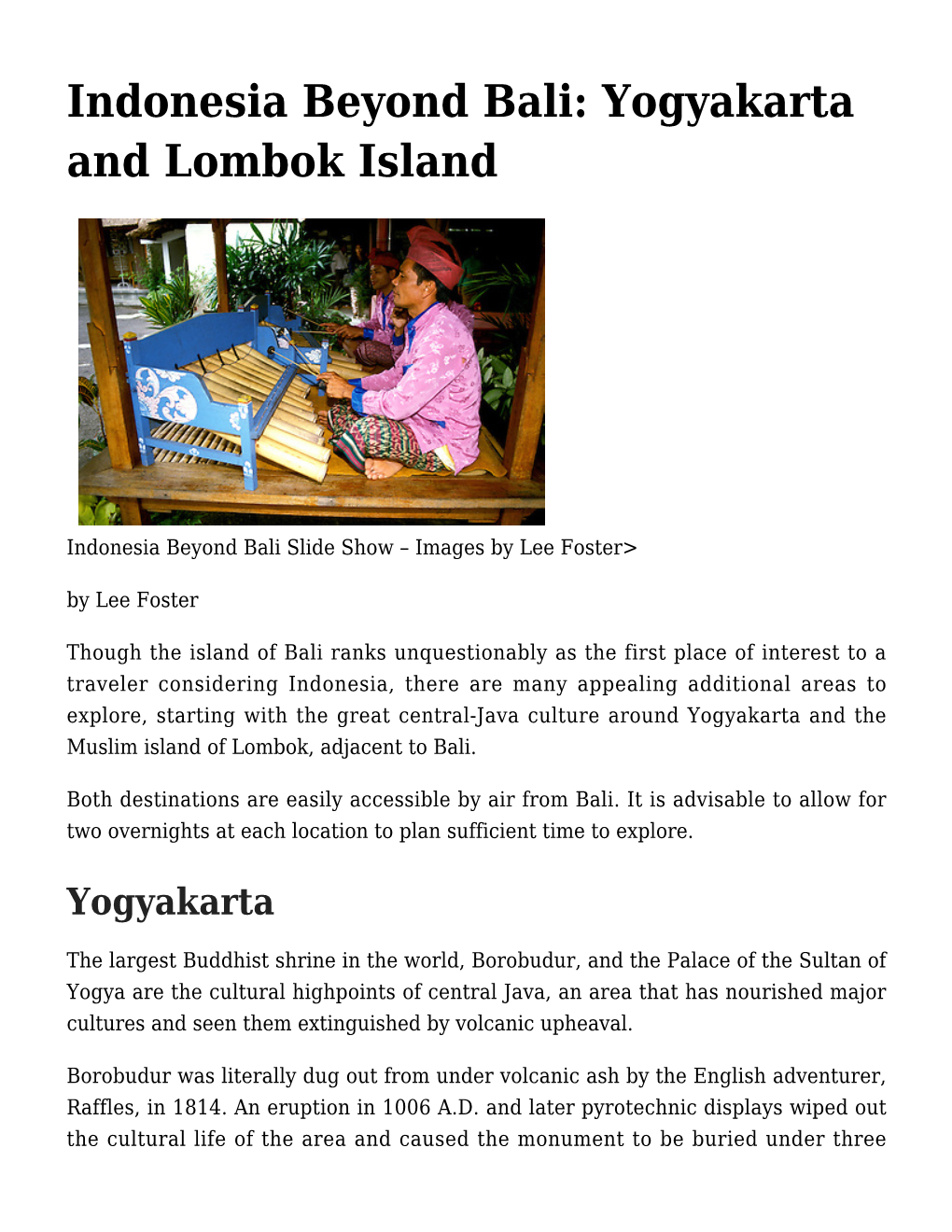 Indonesia Beyond Bali: Yogyakarta and Lombok Island