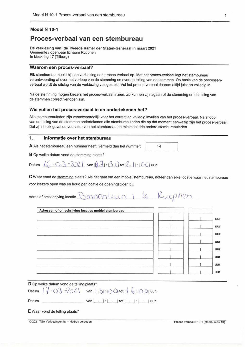 Proces-Verbaal Van Een Stembureau 1