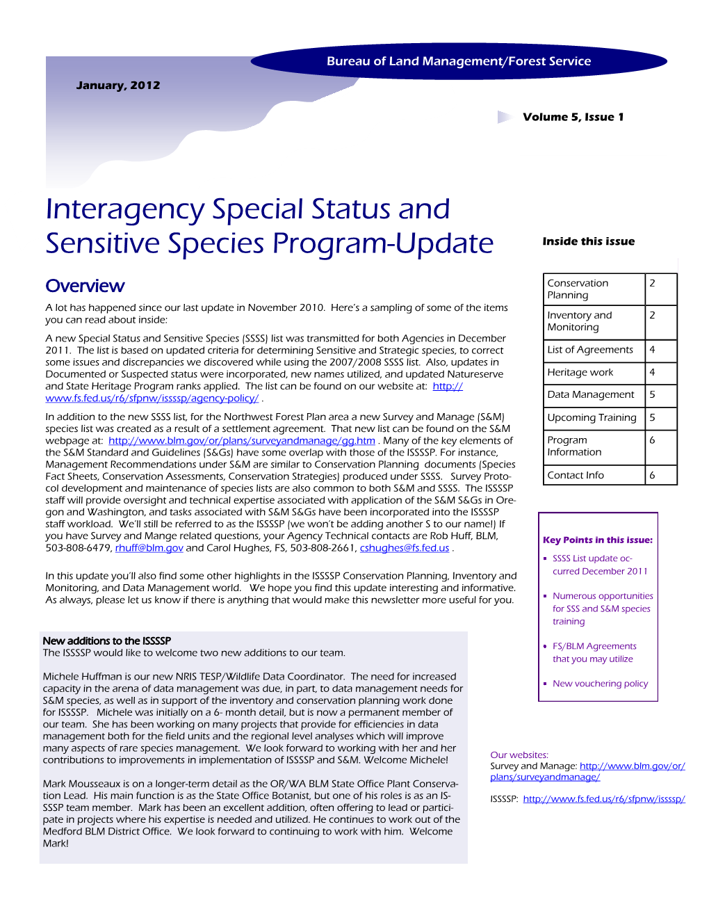 Interagency Special Status and Sensitive Species Program-Update