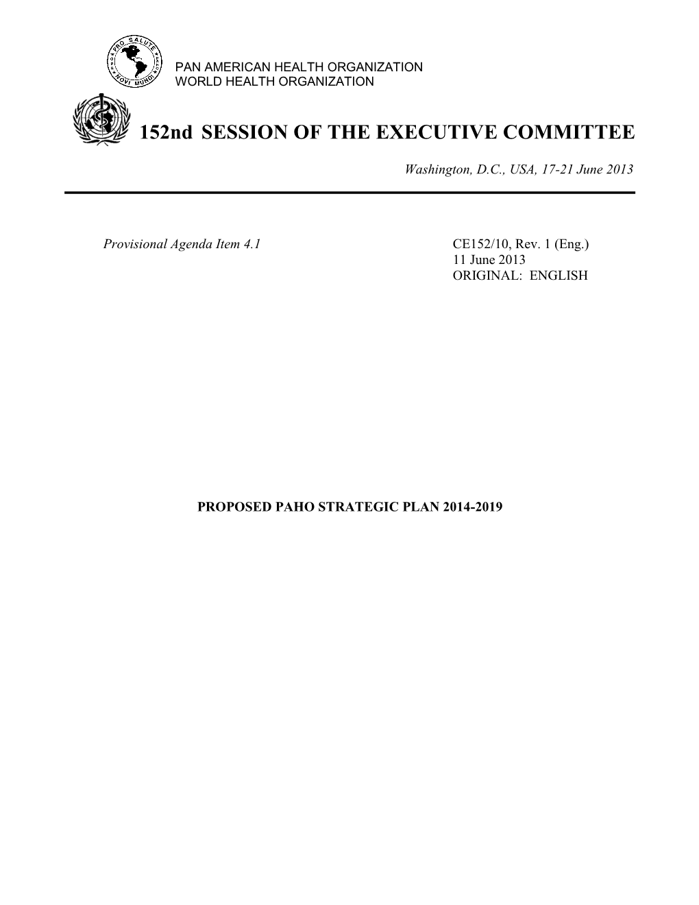 152Nd SESSION of the EXECUTIVE COMMITTEE