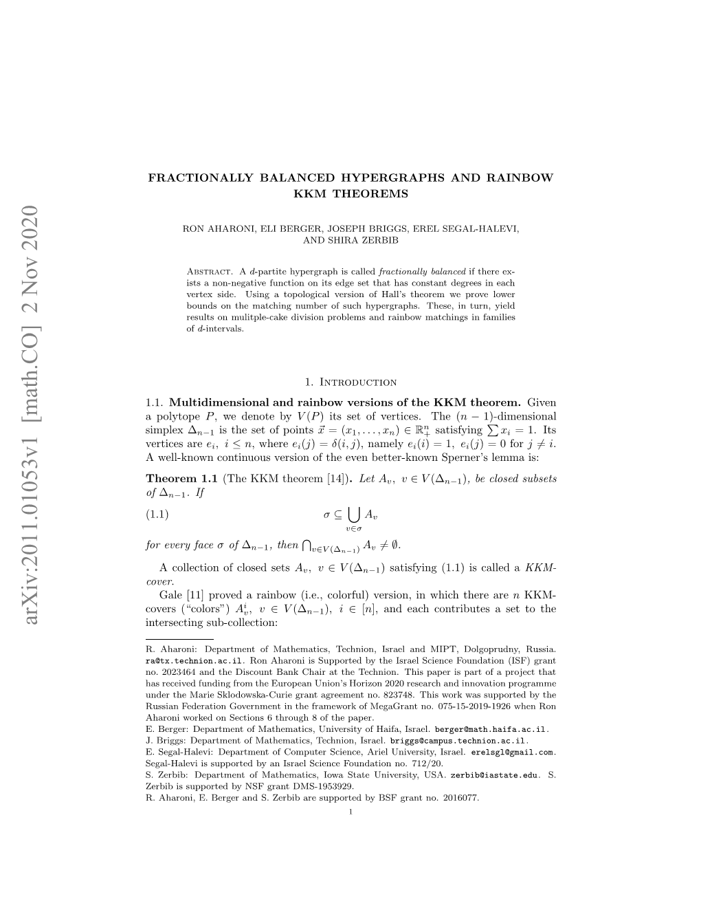 Fractionally Balanced Hypergraphs and Rainbow KKM Theorems