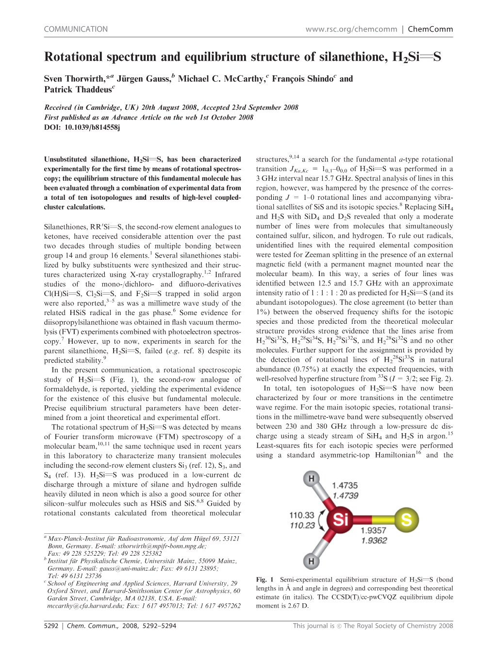 Rotational Spectrum and Equilibrium Structure of Silanethione, H2siqs