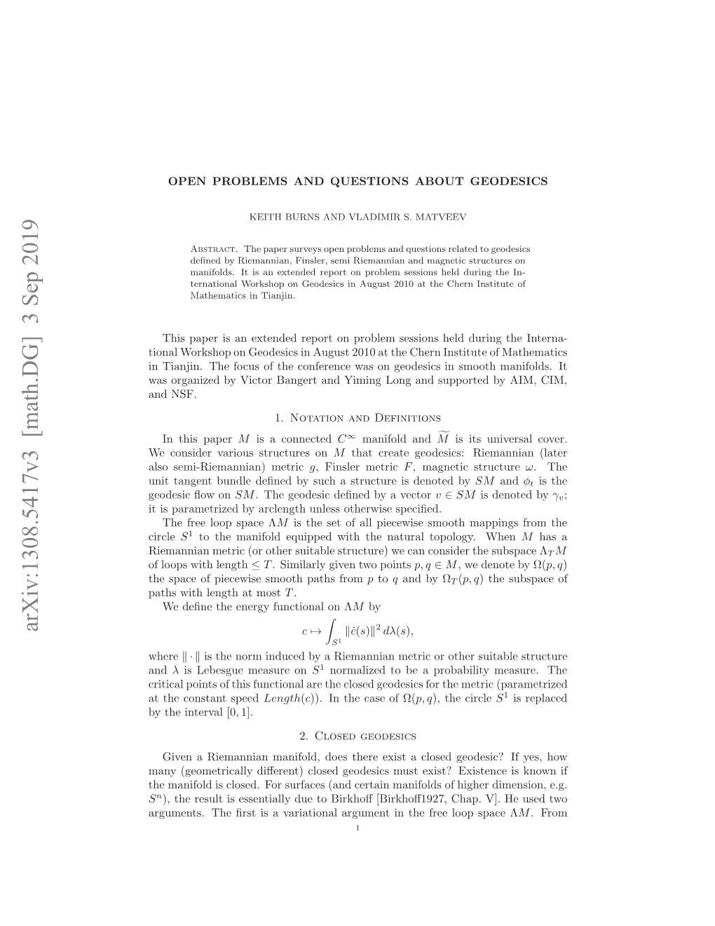 Open Problems and Questions About Geodesics