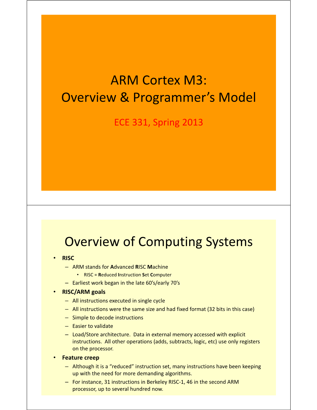 ARM Cortex M3: Overview & Programmer's Model