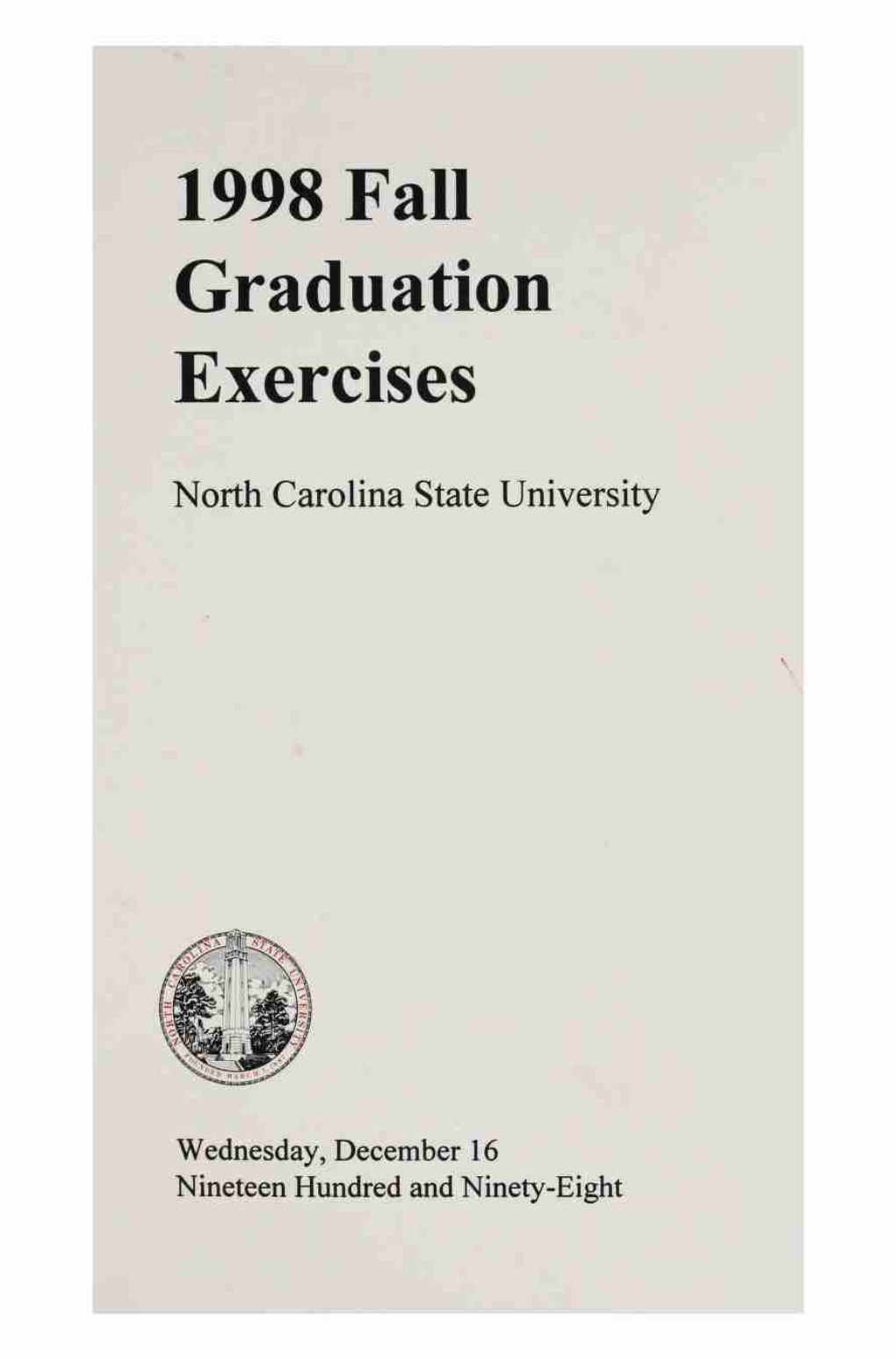 1998 Fall Graduation Exercises North Carolina State University