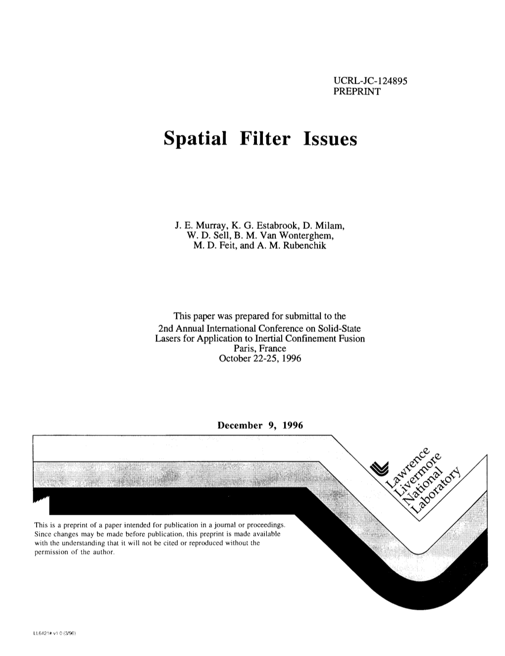 Spatial Filter Issues