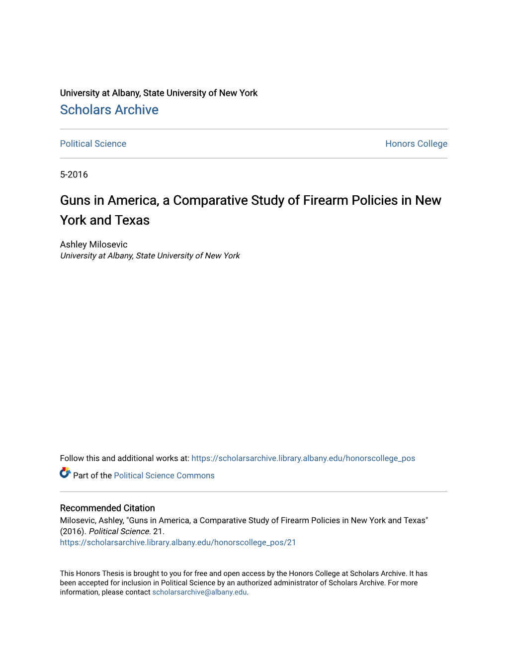 Guns in America, a Comparative Study of Firearm Policies in New York and Texas