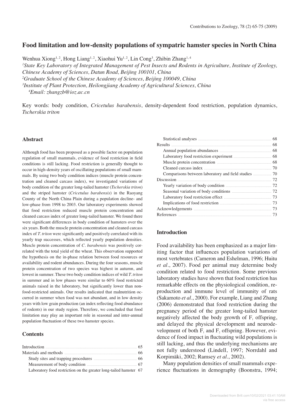 Downloaded from Brill.Com10/02/2021 03:41:10AM Via Free Access 66 Xiong Et Al