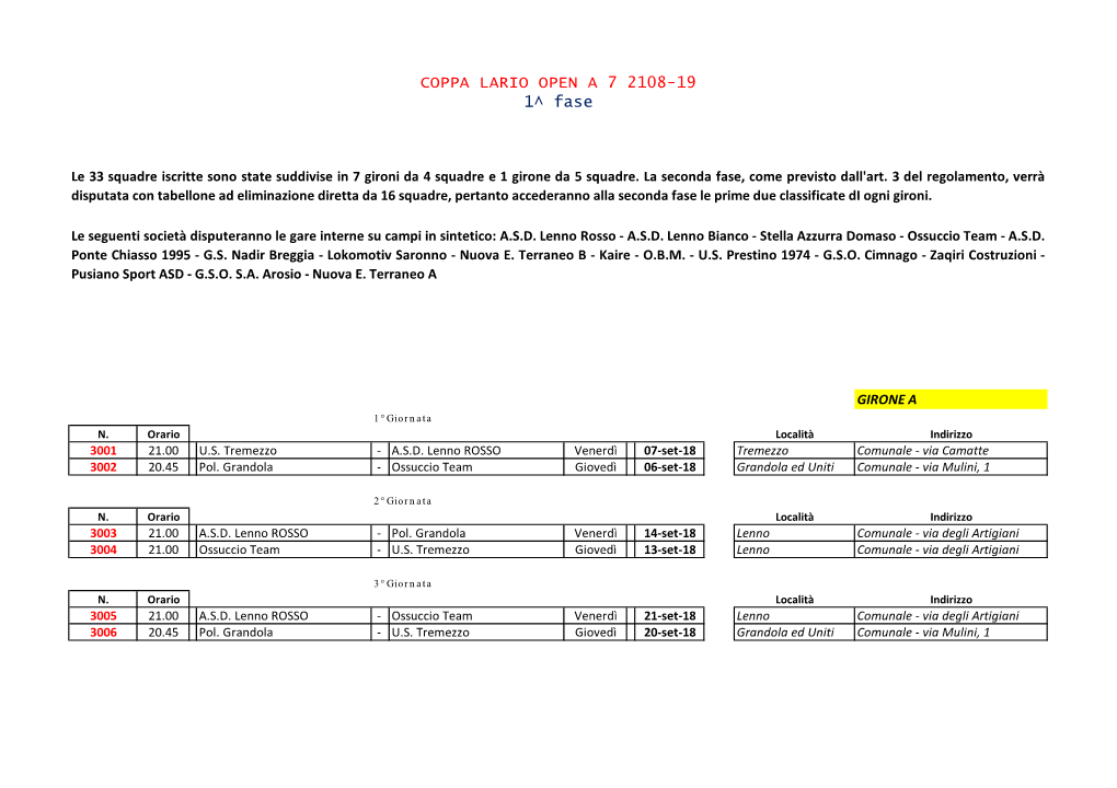 COPPA LARIO OPEN a 7 2108-19 1^ Fase