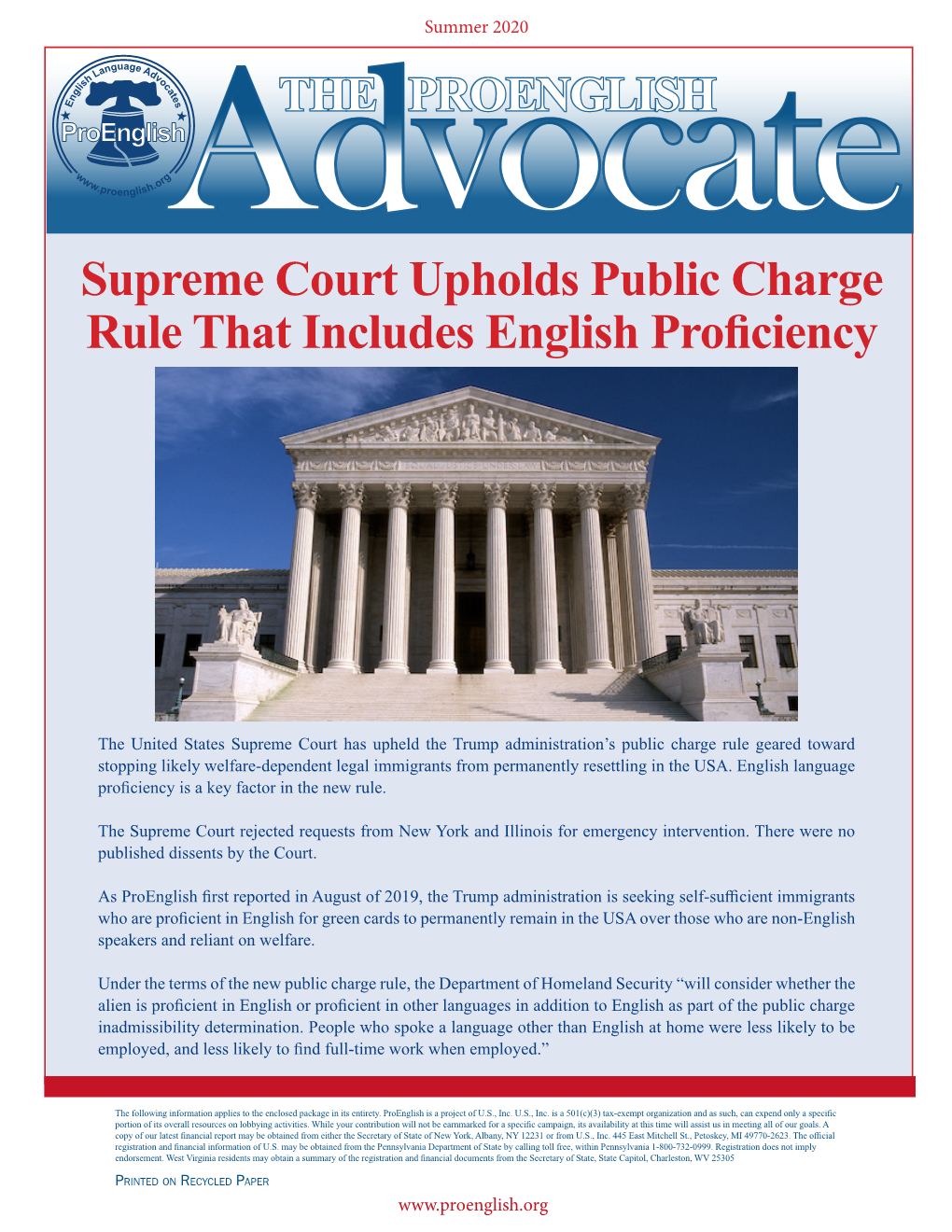 Supreme Court Upholds Public Charge Rule That Includes English Proficiency