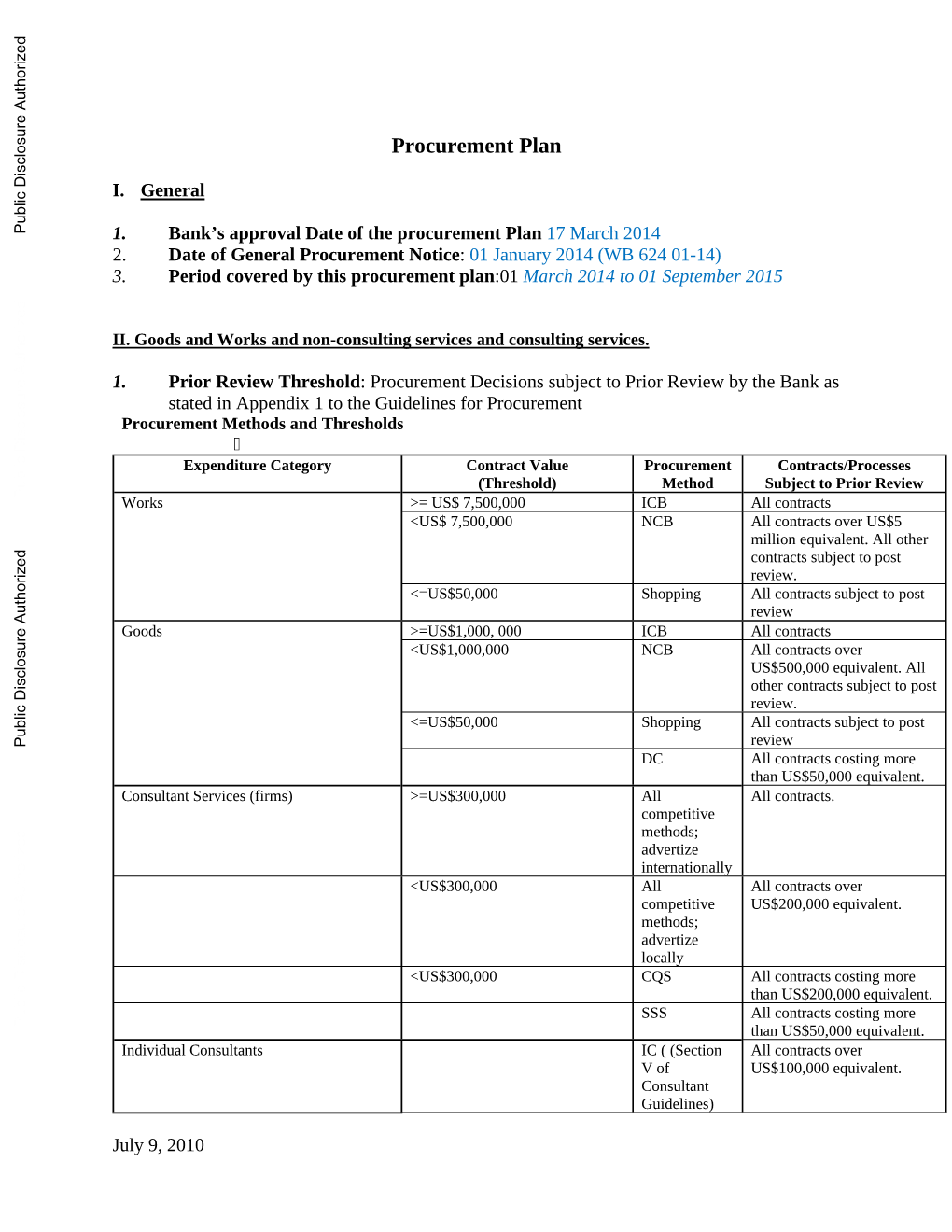 Procurement Plan