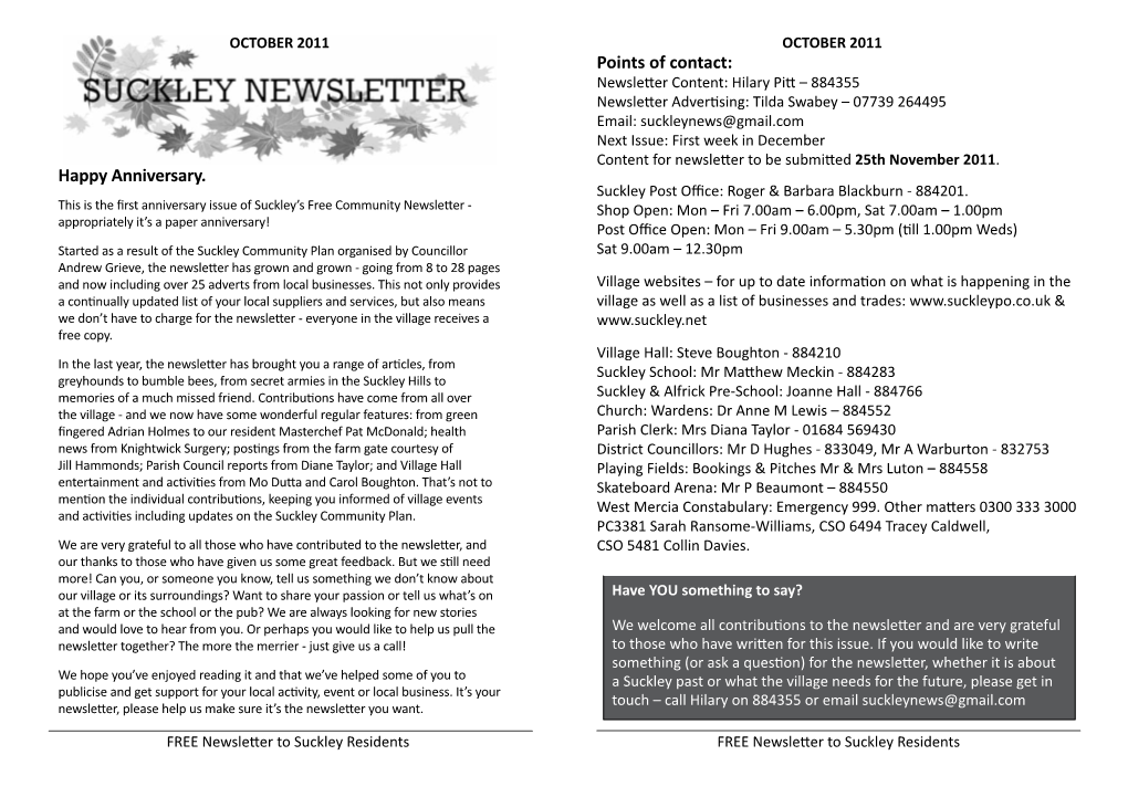 October 2011 Suckley Newsletter