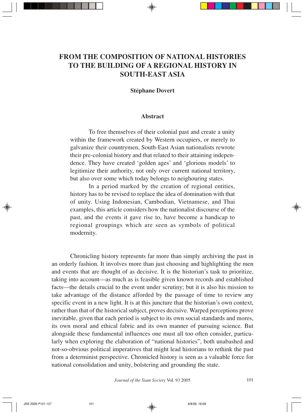 From the Composition of National Histories to the Building of a Regional History in South-East Asia