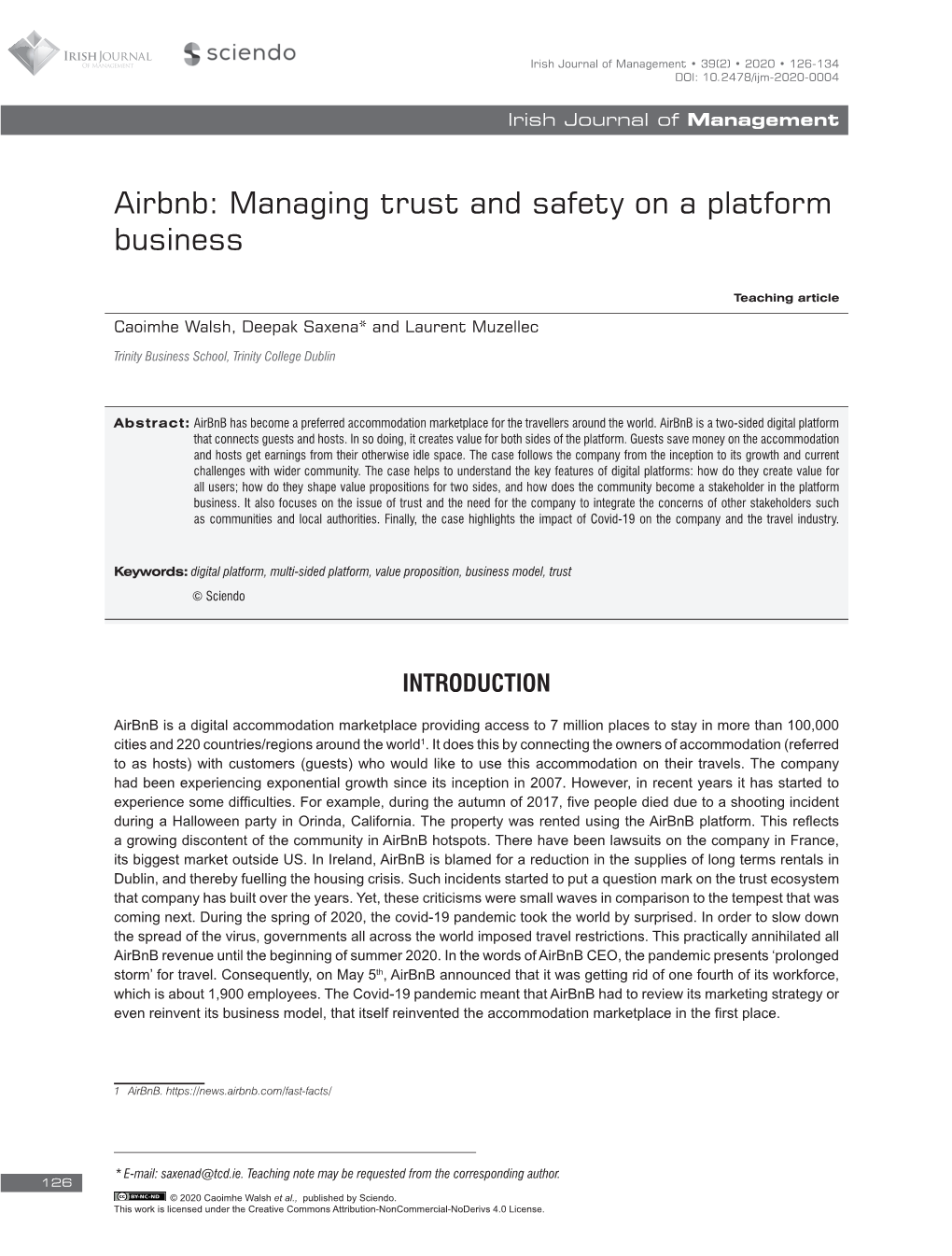 Airbnb: Managing Trust and Safety on a Platform Business