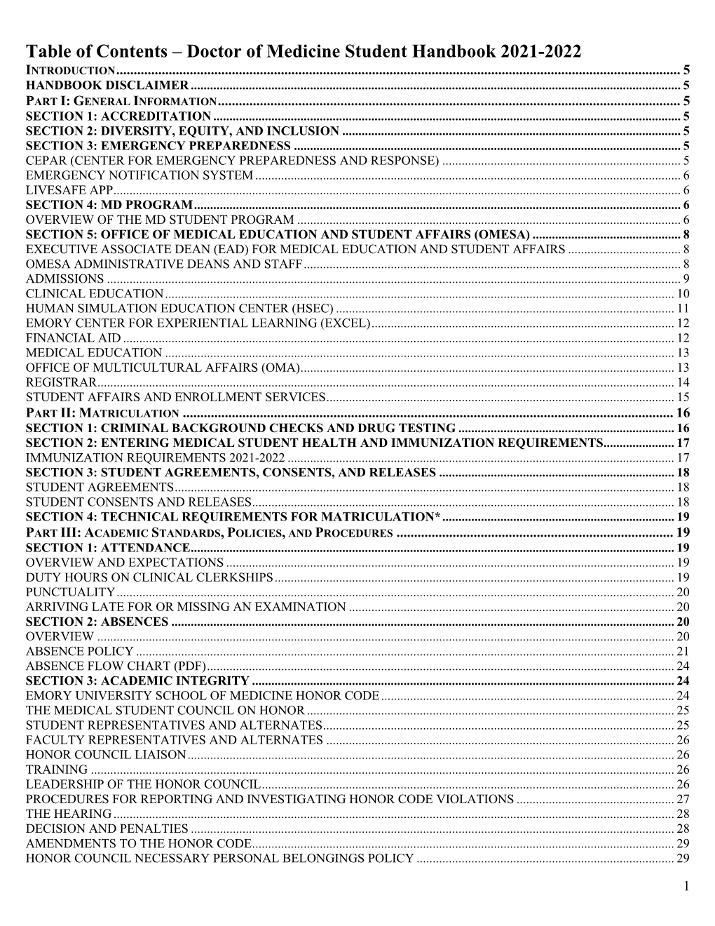 Doctor of Medicine Student Handbook 2021-2022 INTRODUCTION