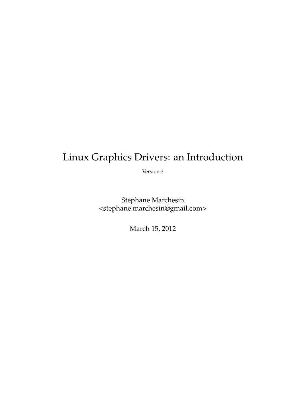 Linux Graphics Drivers: an Introduction