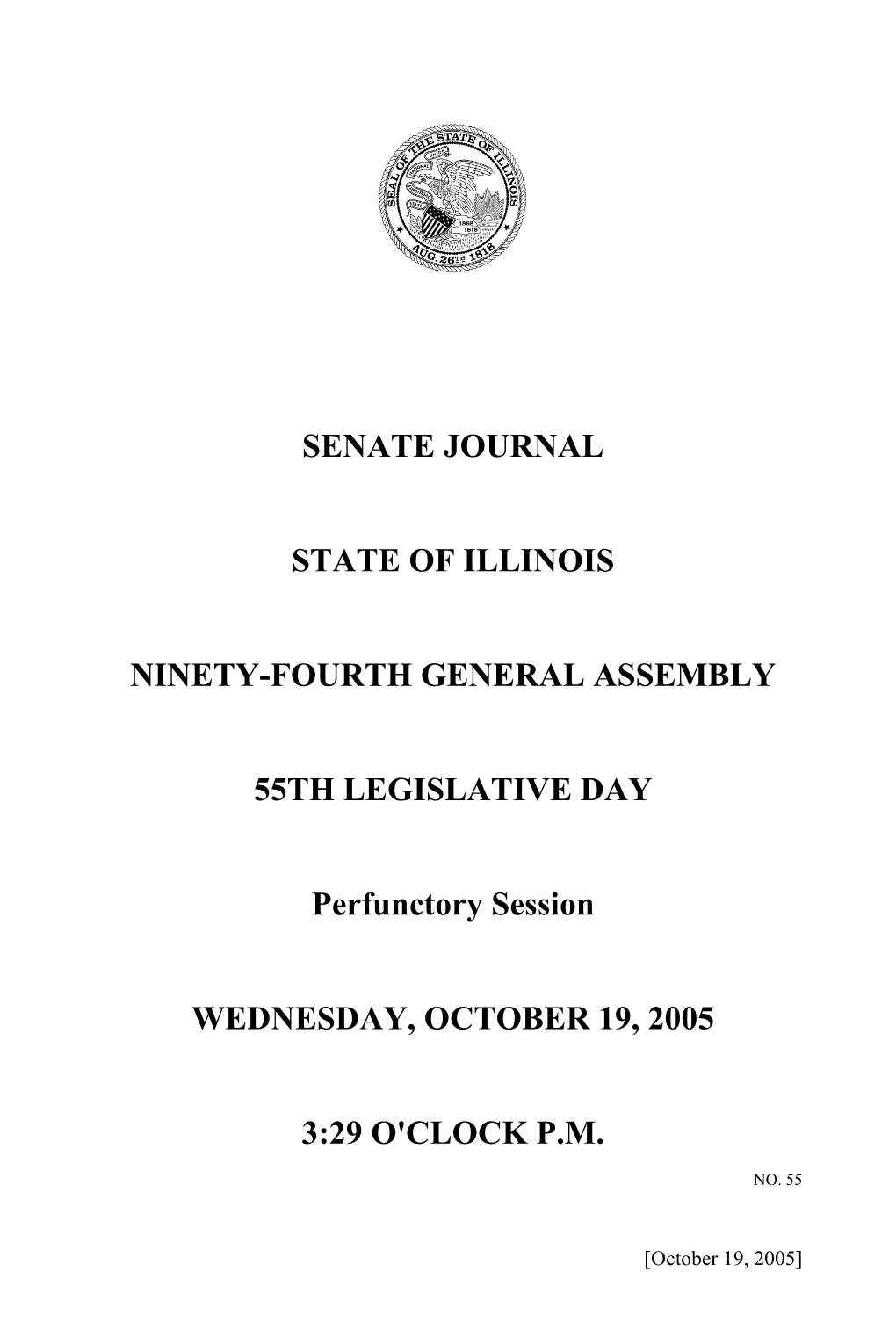 Senate Journal State of Illinois Ninety-Fourth