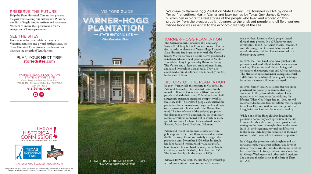 Varner-Hogg Plantation Visitors Guide