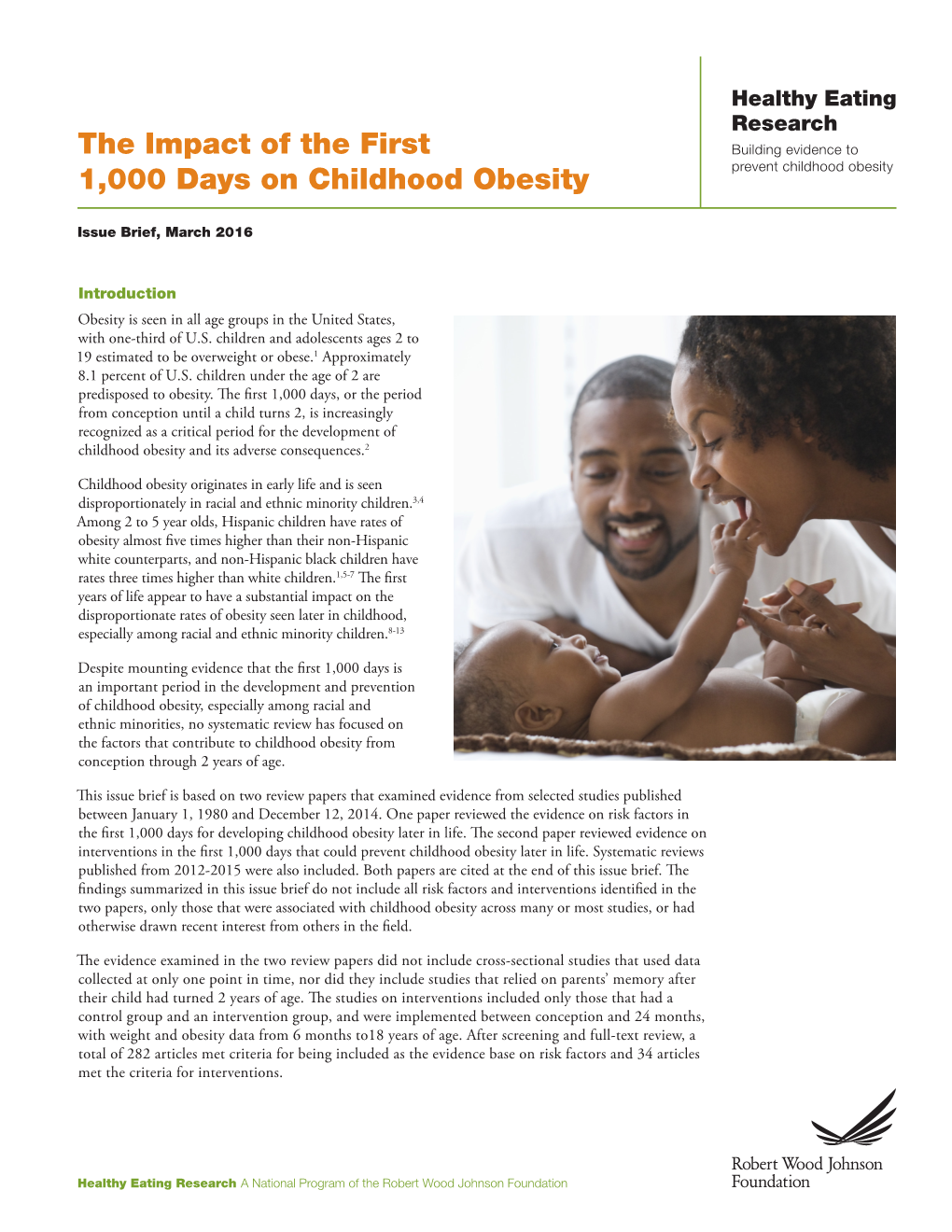 The Impact of the First 1,000 Days on Childhood Obesity