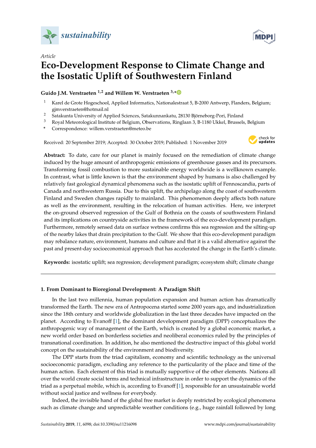 Eco-Development Response to Climate Change and the Isostatic Uplift of Southwestern Finland