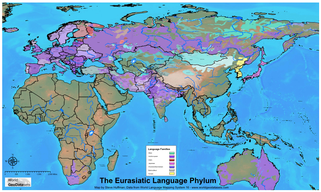 Map by Steve Huffman; Data from World Language Mapping System 16 - N Ew Zealand English French Southern and Antarctic Lands