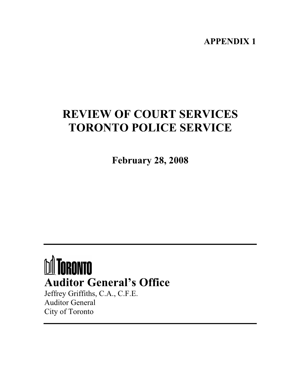 Review of Court Services Toronto Police Service