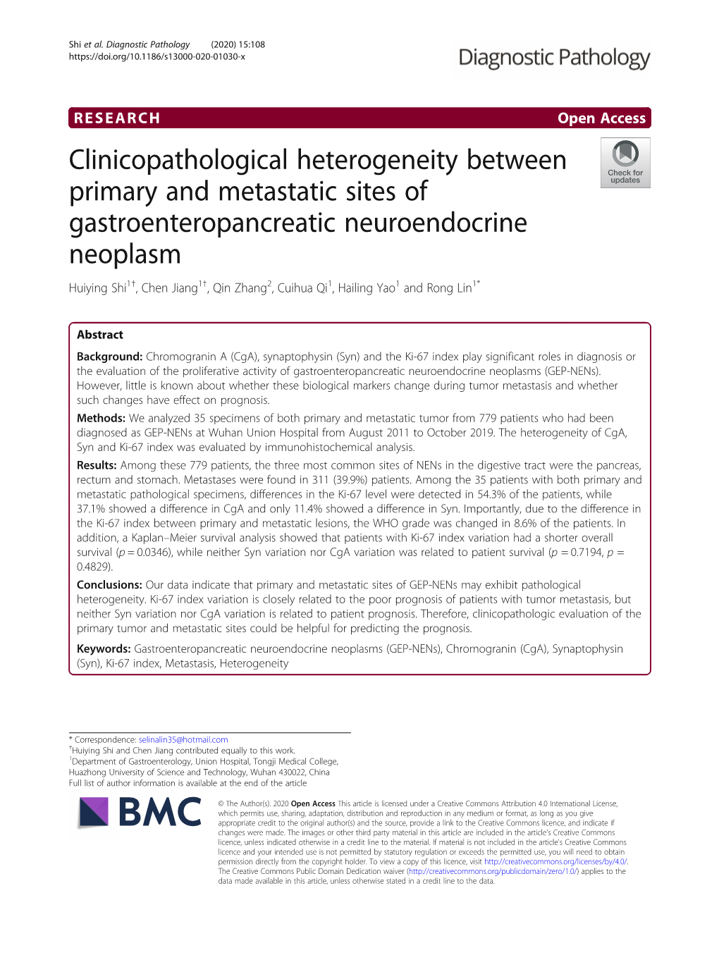 Clinicopathological Heterogeneity Between Primary and Metastatic