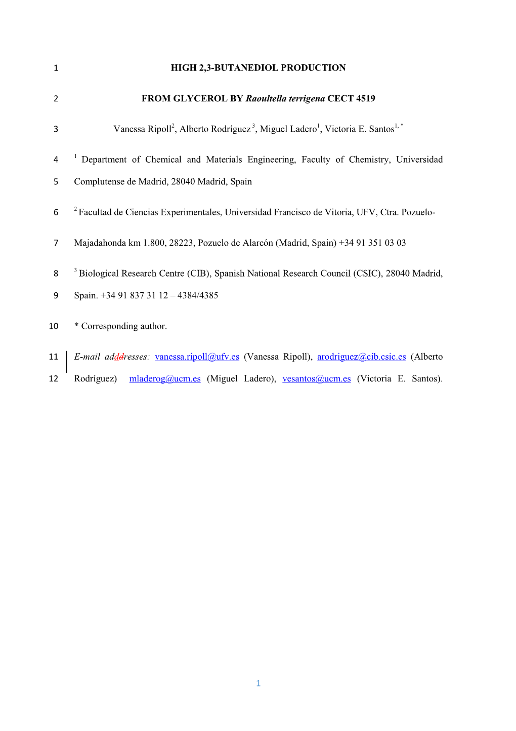 1 High 2,3-Butanediol Production 1 From