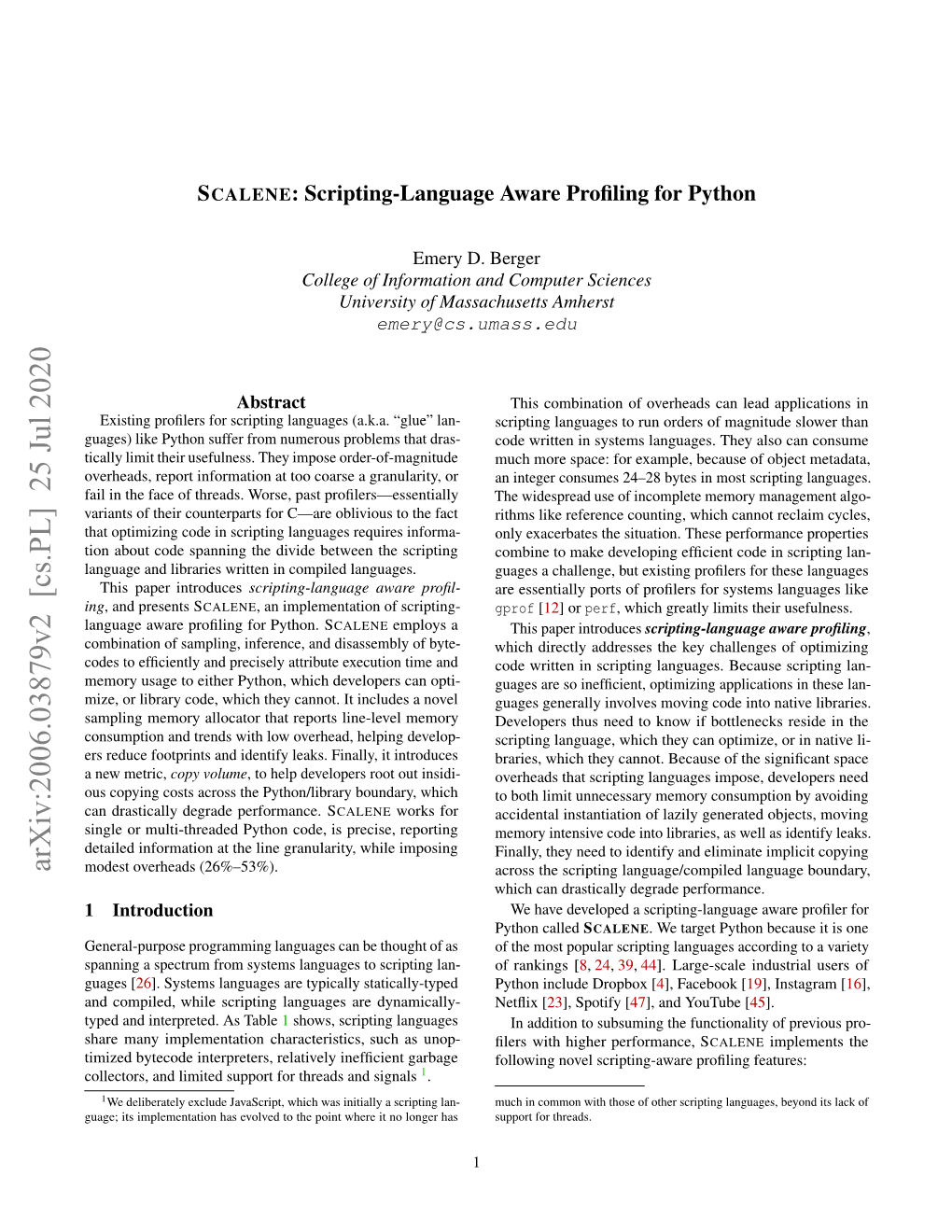 Scalene: Scripting-Language Aware Profiling for Python