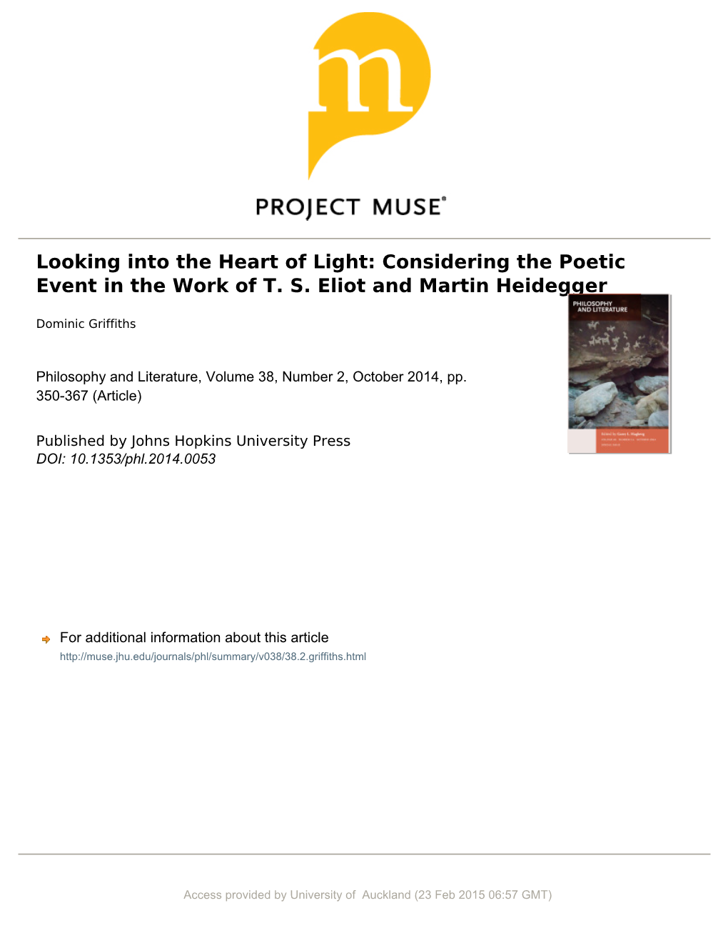 Looking Into the Heart of Light: Considering the Poetic Event in the Work of T