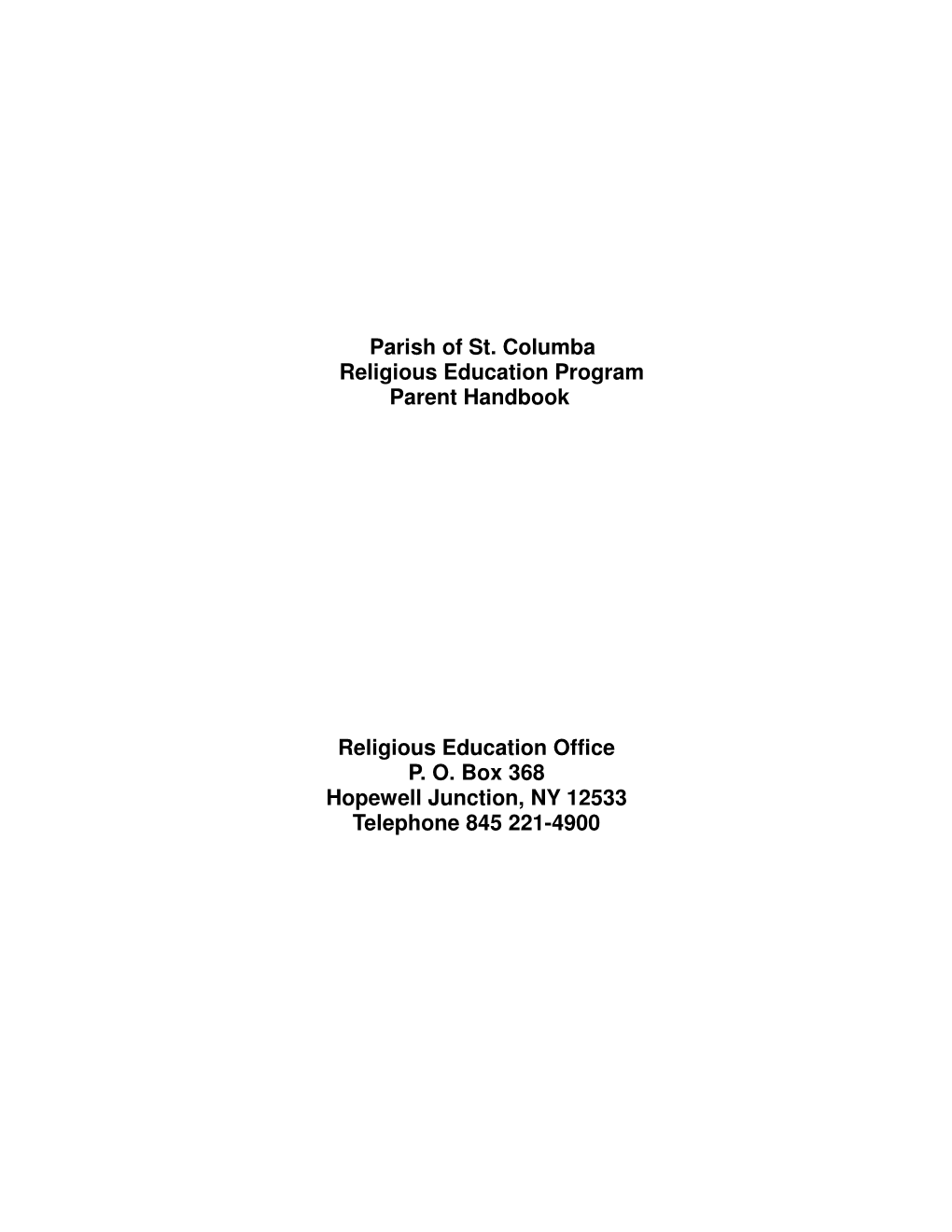 Parish of St. Columba Religious Education Program Parent Handbook