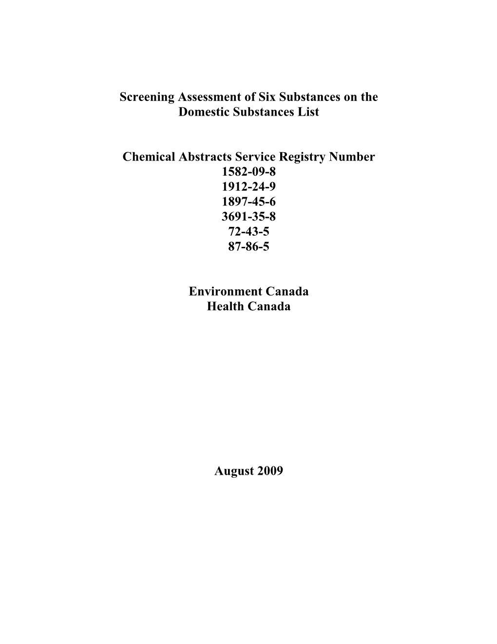 Screening Assessment of Trifluralin (CAS No