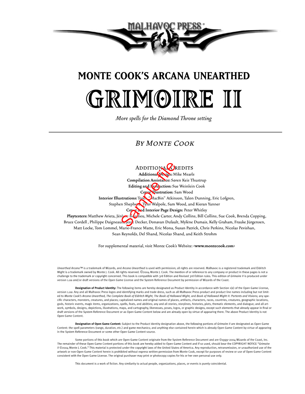 GRIMOIRE II More Spells for the Diamond Throne Setting