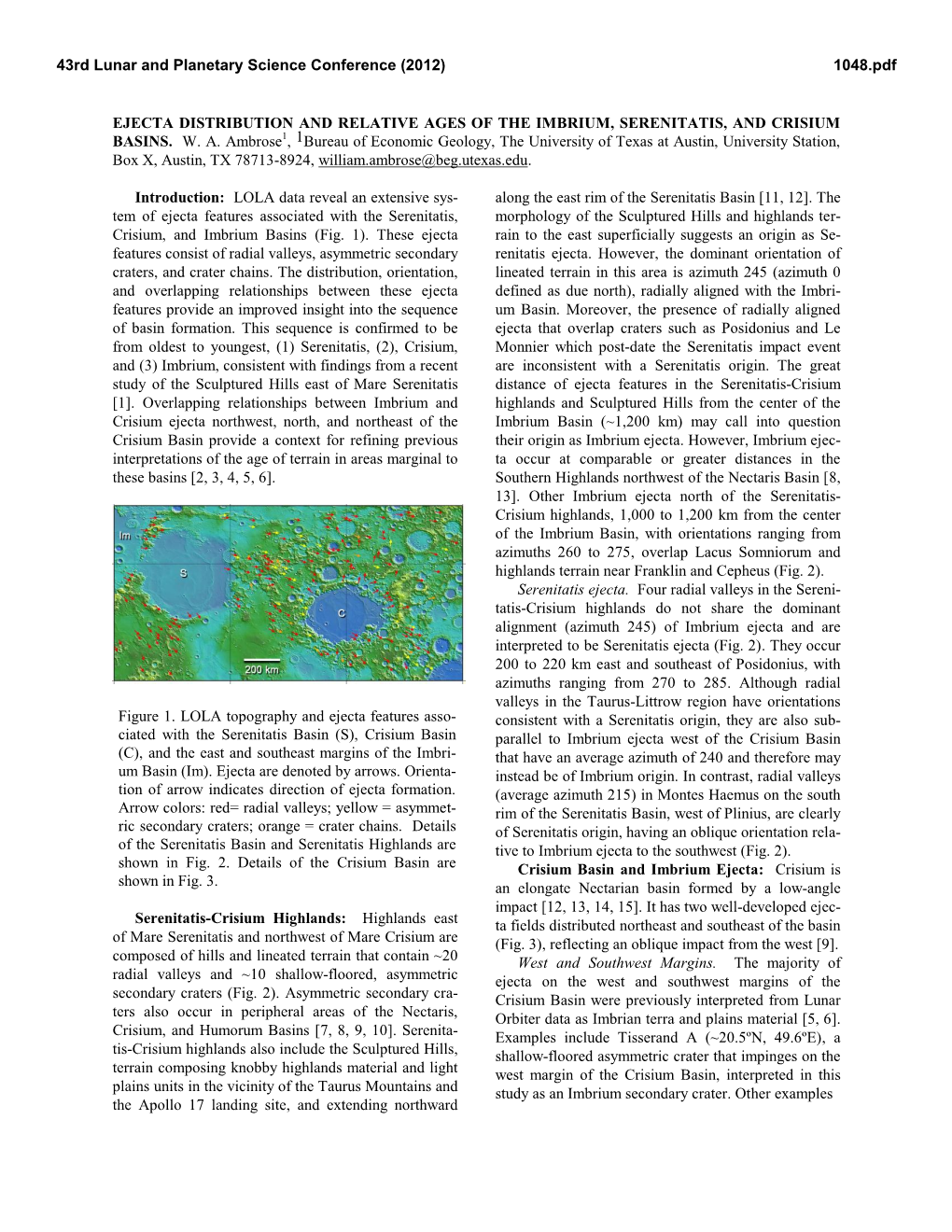 Ejecta Distribution and Relative Ages of the Imbrium, Serenitatis, and Crisium Basins