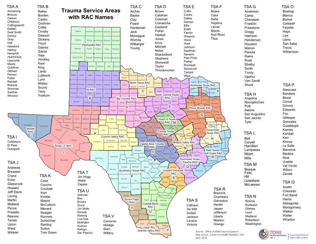 Trauma Service Areas with RAC Names