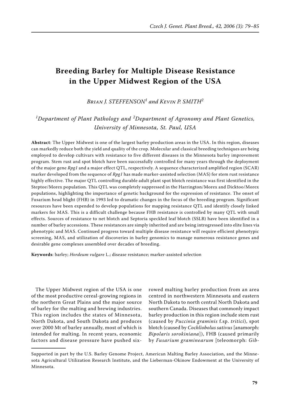 Breeding Barley for Multiple Disease Resistance in the Upper Midwest Region of the USA