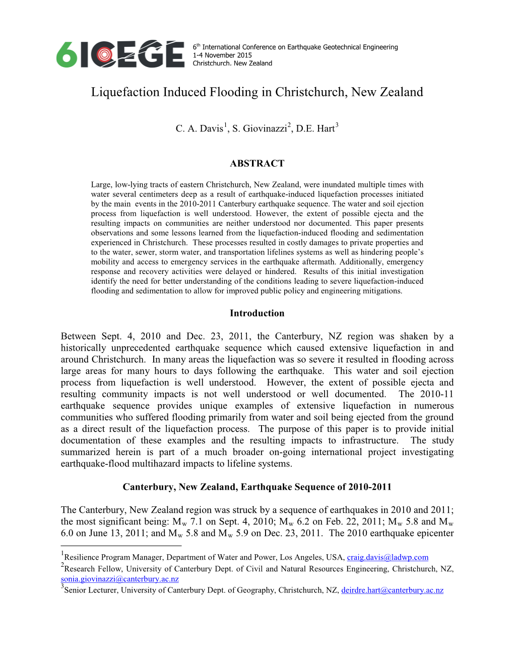 Liquefaction Induced Flooding in Christchurch, New Zealand