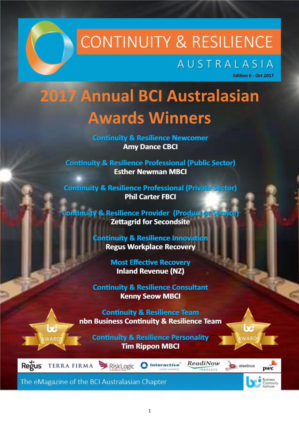 2017 Annual BCI Australasian Awards Winners Continuity & Resilience Newcomer Amy Dance CBCI