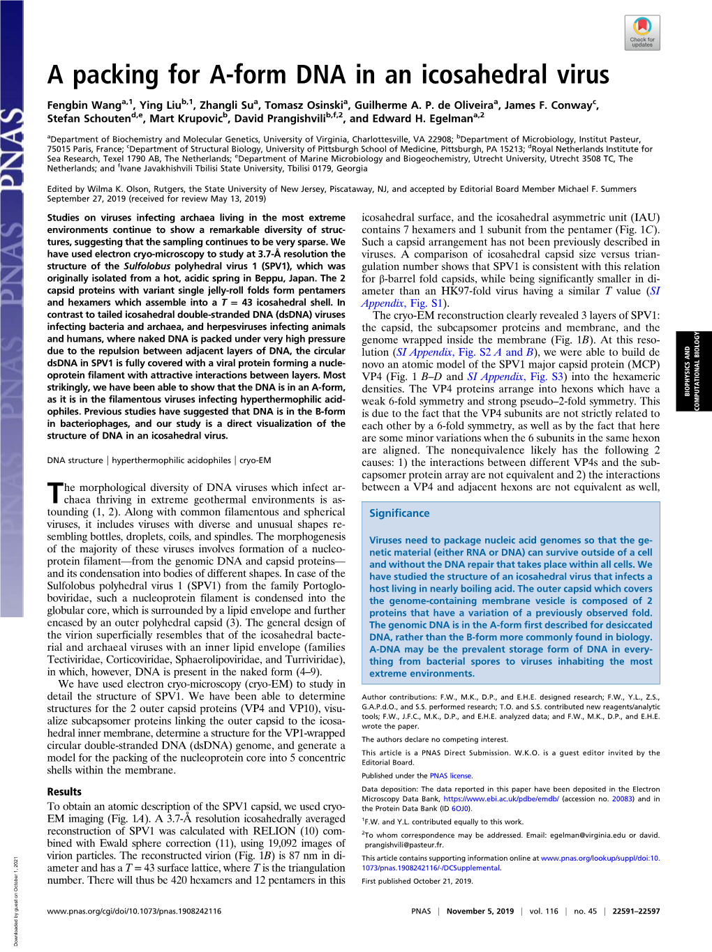 A Packing for A-Form DNA in an Icosahedral Virus