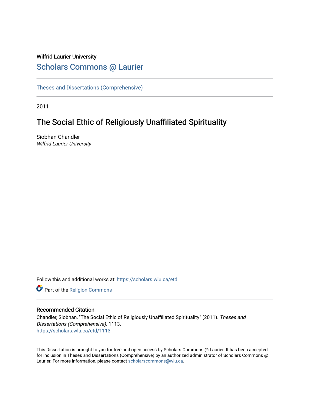 The Social Ethic of Religiously Unaffiliated Spirituality