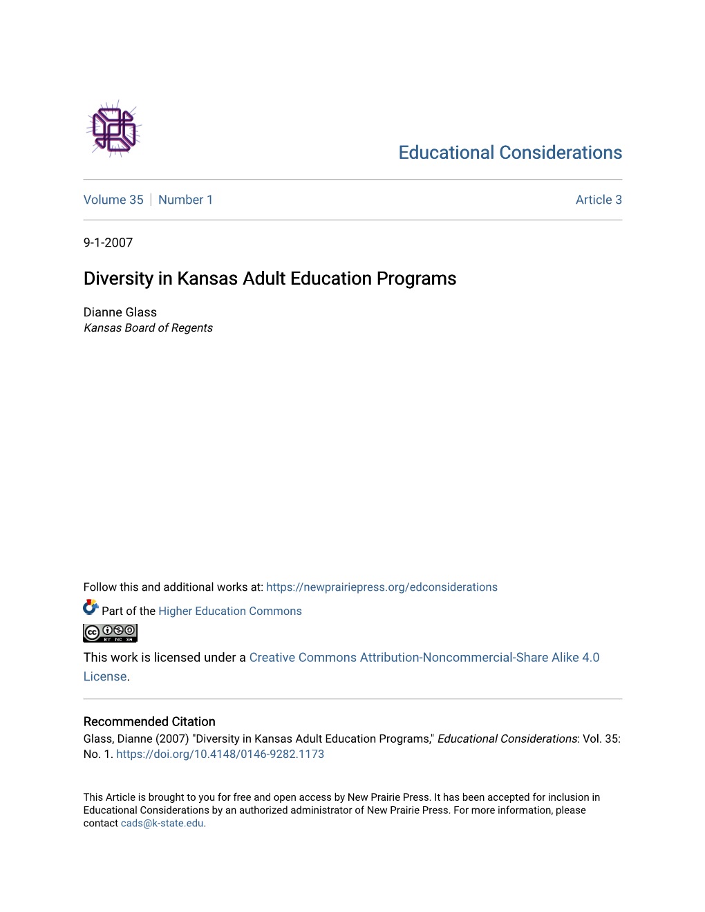 Diversity in Kansas Adult Education Programs